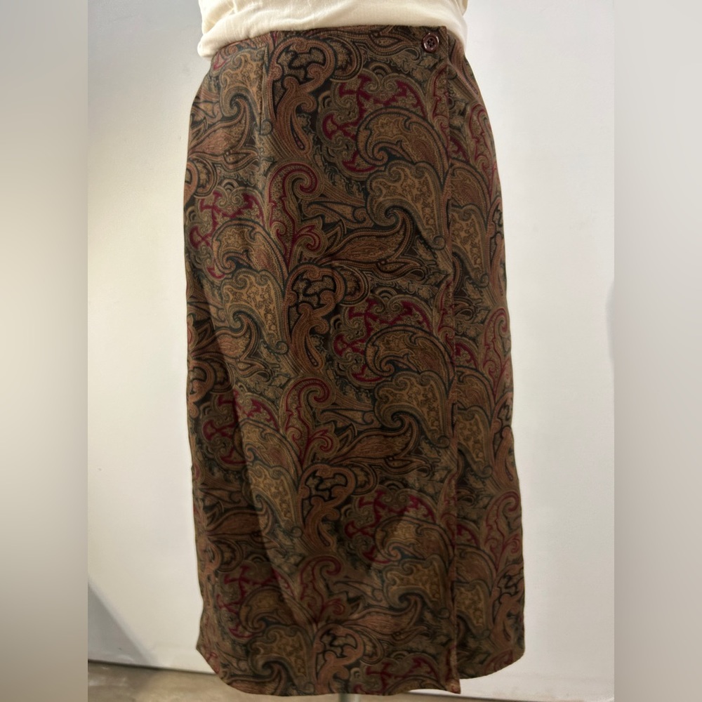 Vintage Talbots Paisley Midi Wrap Skirt - women’s size 2 - Picture 3 of 16